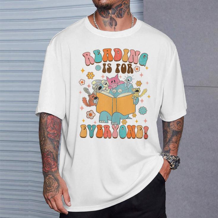 Reading Is For Everyone Book Lover Bookworm Bookish Groovy T-Shirt Gifts for Him