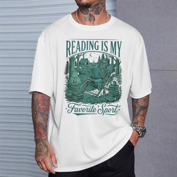 Reading Is My Favorite Sport Book Lover Bookworm T-Shirt Gifts for Him