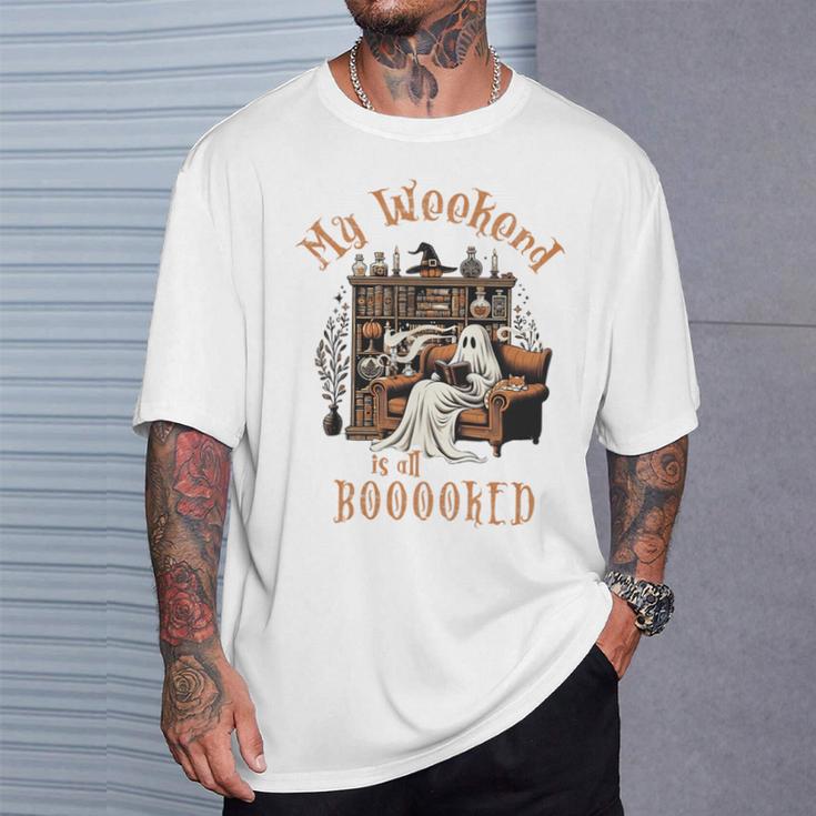 Reading Ghost Halloween Library Weekend Book Lovers Women Premium Tri-Blend T-Shirt Gifts for Him