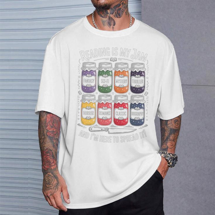 Reading Is My Jam Book Lover Pun Librarian Bookworm Premium Tri-Blend T-Shirt Gifts for Him