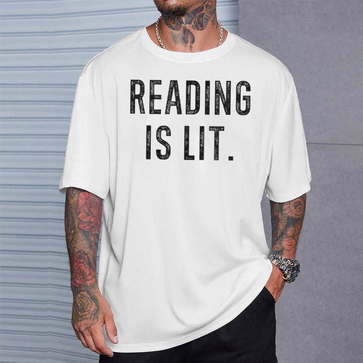 Reading Is Lit English Teacher Book Lovers T-Shirt Gifts for Him