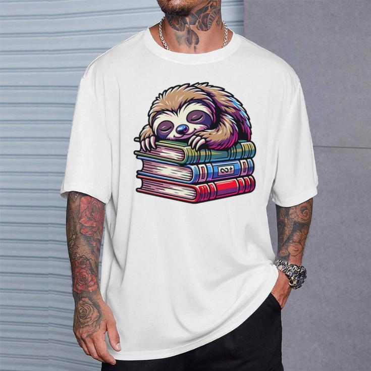 Reading Muffler Sloth On Stack Of Books Premium Tri-Blend T-Shirt Gifts for Him