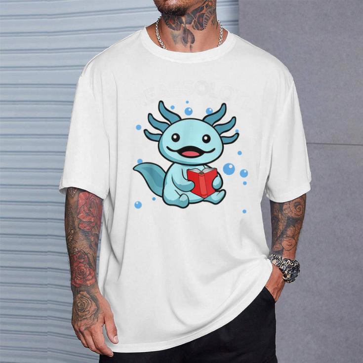 Readsolotl Amphibian Read Book Herpetologist Cute Axolotl T-Shirt Gifts for Him