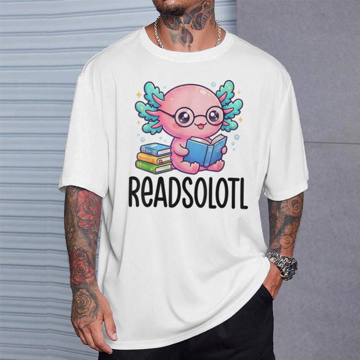 Readsolotl Cute Axolotl Reading Book Kawaii Pink Aesthetic T-Shirt Gifts for Him Readsolotl Cute Axolotl Reading Book Kawaii Pink Aesthetic T-Shirt Gifts for Him