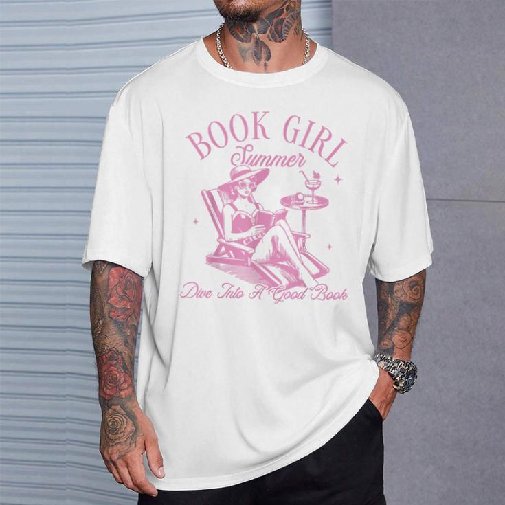 Retro Book Girl Summer Beach Vacation For Book Lover T-Shirt Gifts for Him Retro Book Girl Summer Beach Vacation For Book Lover T-Shirt Gifts for Him