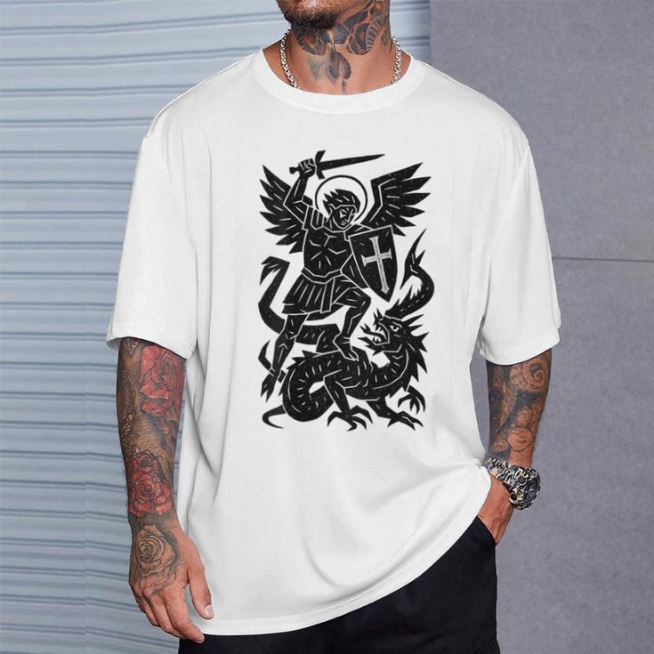 San Jorge Y El Dragón -Anto Católico Ortodoxo Camiseta unisex Regalos para él