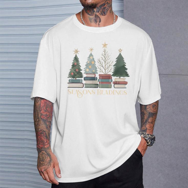 Seasons Readings Christmas Tree Book Lover T-Shirt Gifts for Him