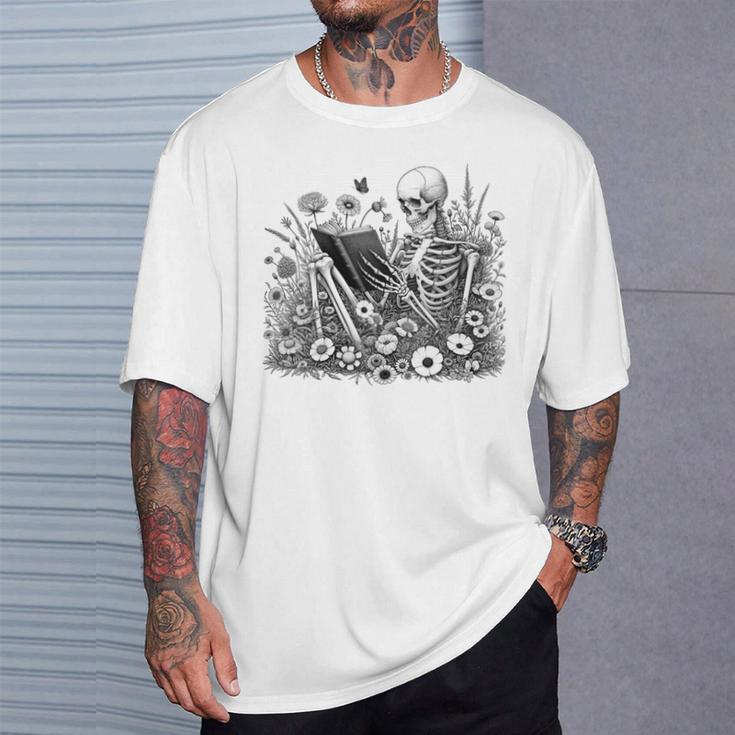 Skeleton Reading Book Floral Bookish Aesthetic Book Lover T-Shirt Gifts for Him Skeleton Reading Book Floral Bookish Aesthetic Book Lover T-Shirt Gifts for Him
