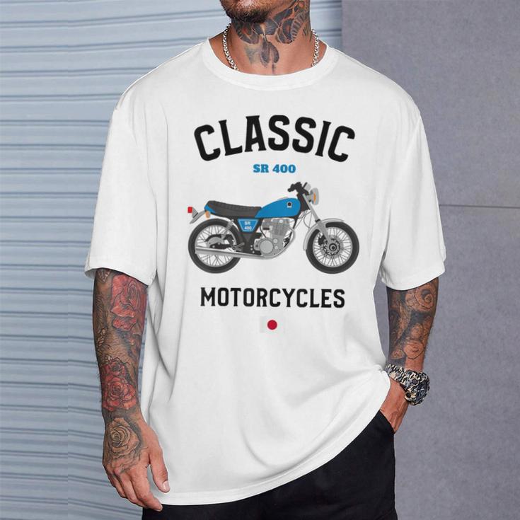 Sr 400 ブルー クラシックバイク モーターサイクリスト オートバイ Tシャツ 彼への贈り物