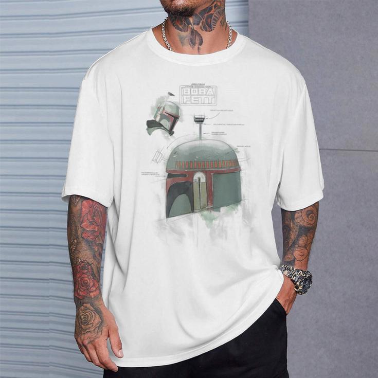 Star Wars The Book Of Boba Fett Helmet Schematic V-1 T-Shirt Gifts for Him Star Wars The Book Of Boba Fett Helmet Schematic V-1 T-Shirt Gifts for Him