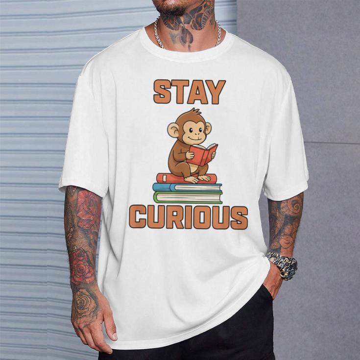 Stay Curious Monkey Reading Kids Book Lover Jungle Animal T-Shirt Gifts for Him Stay Curious Monkey Reading Kids Book Lover Jungle Animal T-Shirt Gifts for Him