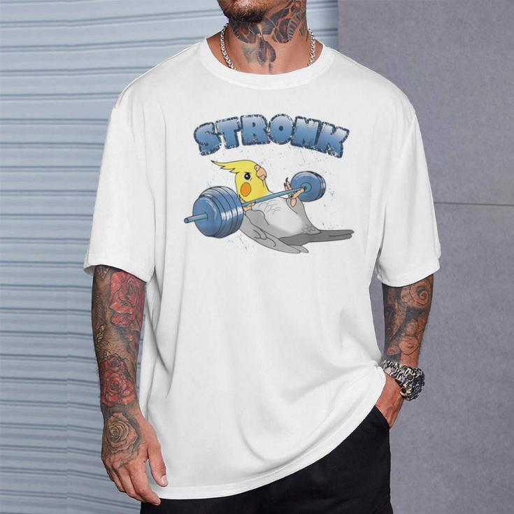Stronk オカメインコ フィットネス オウム ワークアウト オカメインコ 鳥 ミーム Tシャツ 彼への贈り物