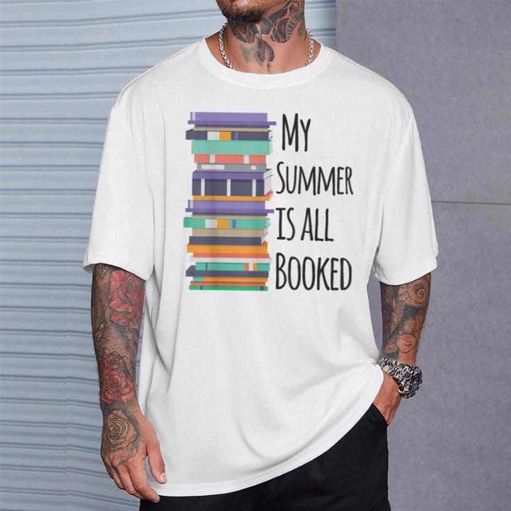 My Summer Is All Booked Book Reading Bookworm Men Women Girls Kids T-Shirt Gifts for Him
