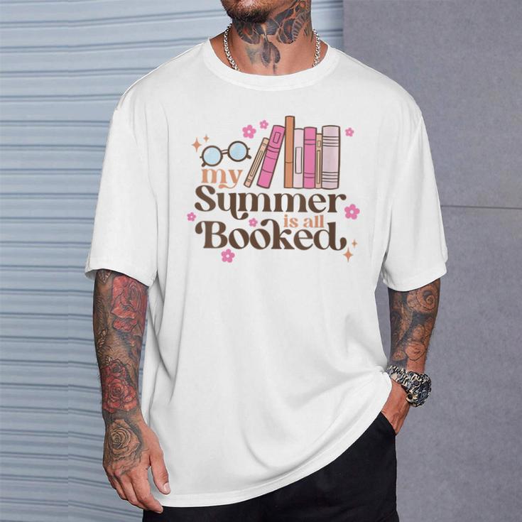 My Summer Is All Booked Retro Summer Book Lover Womens Girls T-Shirt Gifts for Him