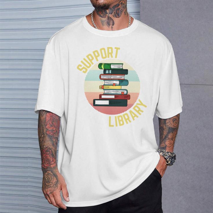 Support Your Local Library Retro Librarian Vintage Read Book T-Shirt Gifts for Him