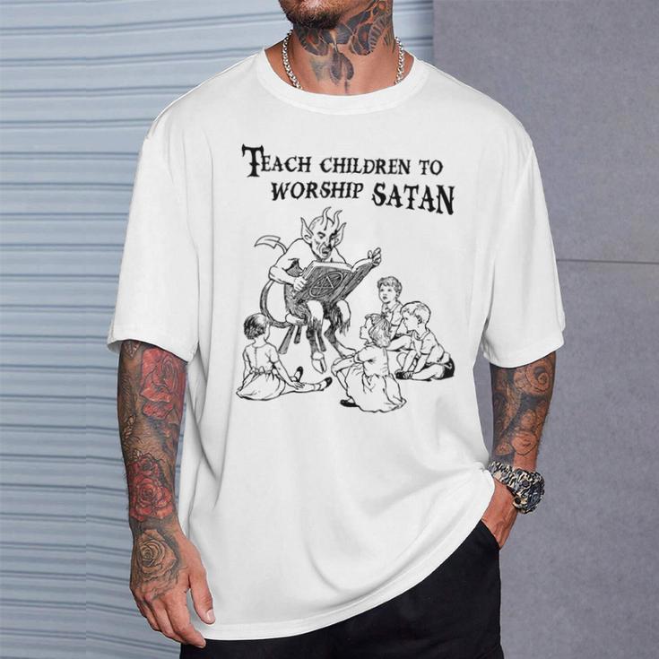 Teach Children To Worship Satan Satanic Demon Devil Book T-Shirt Gifts for Him