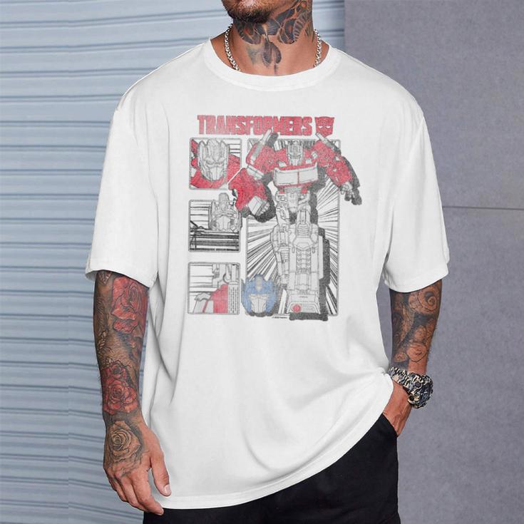Transformers Optimus Prime Vintage Comic Book Style Panels T-Shirt Gifts for Him