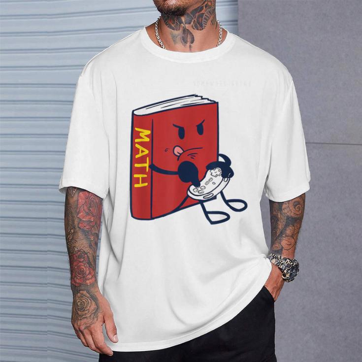 Trendy Graphic Math Book Gamer Homework Break T-Shirt Gifts for Him