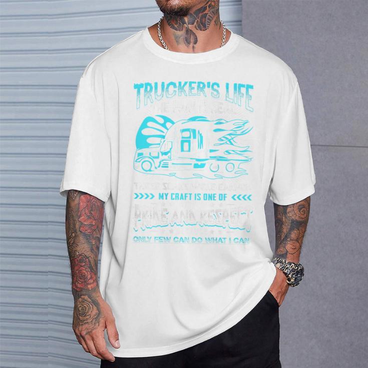 Trucker's Life 面白いトラック運転手トラックバックサイド Tシャツ 彼への贈り物