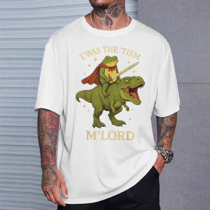Twas The Tism M'lord Frog ライディング 恐竜 ファンタジー 中世 Tシャツ 彼への贈り物
