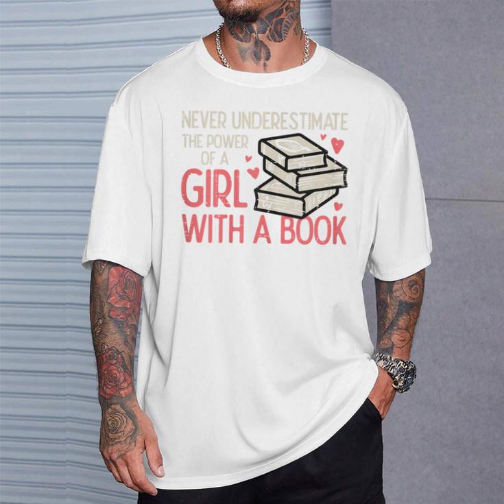 Never Underestimate Power Of Girl With Book Bookworm Women T-Shirt Gifts for Him Never Underestimate Power Of Girl With Book Bookworm Women T-Shirt Gifts for Him