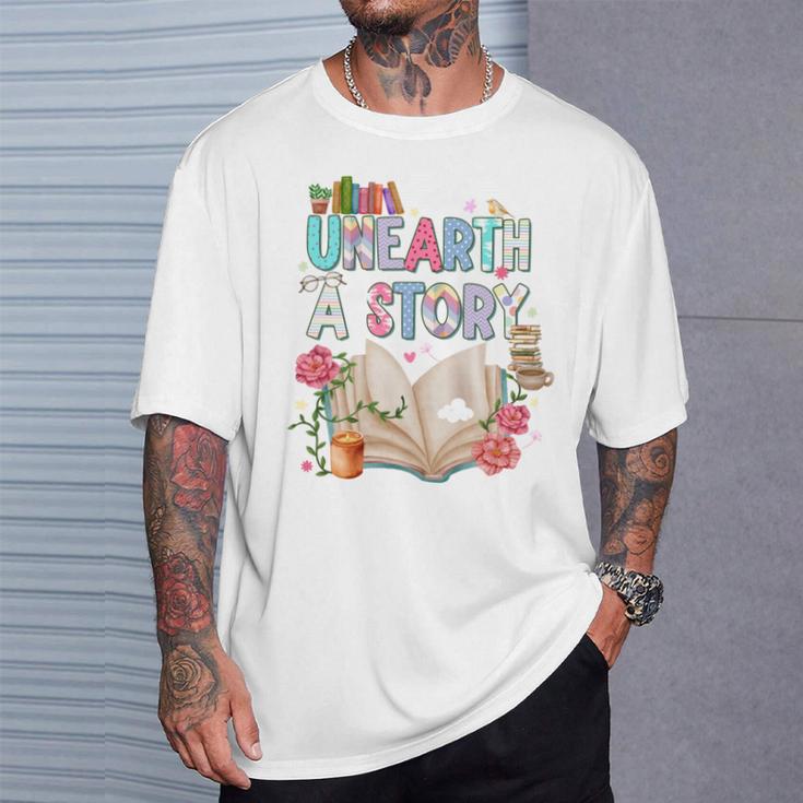 Unearth A Story Library Book Reading Program 2026 Summer T-Shirt Gifts for Him