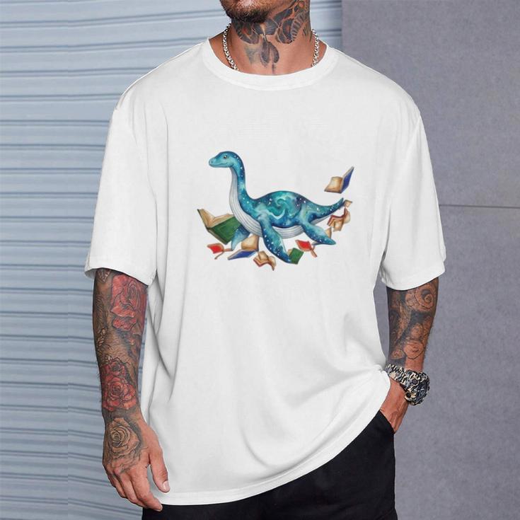 Unearth A Story Summer Reading 2026 Cute Plesiosaurus Book T-Shirt Gifts for Him