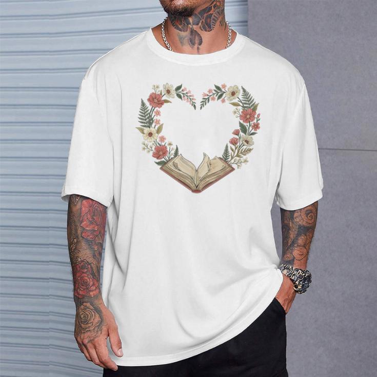 Vintage Book Lover Valentine Heart Premium Tri-Blend T-Shirt Gifts for Him