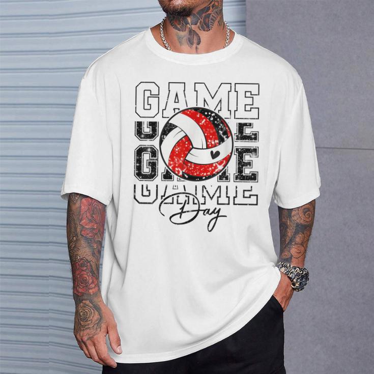 Volleyball Game Day Girls Volleyball Mom Red & Black T-Shirt Gifts for Him Volleyball Game Day Girls Volleyball Mom Red & Black T-Shirt Gifts for Him