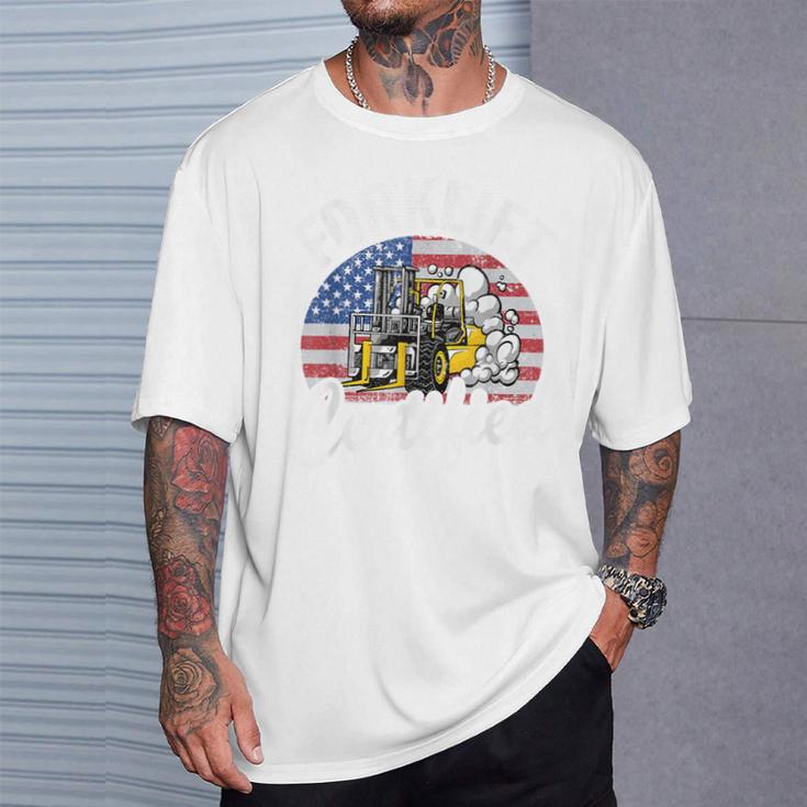 Warehouse アメリカ国旗 フォークリフトオペレーターフォークリフト認定 Tシャツ 彼への贈り物