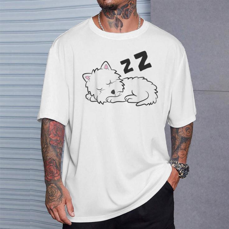 West Highland ホワイトテリア 犬 眠っているかわいいウェスティー Tシャツ 彼への贈り物