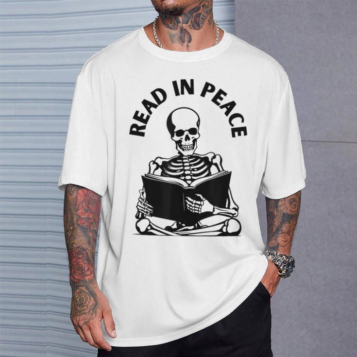 Whimsigoth Skeleton Reading A Book Dark Gothic Aesthetic T-Shirt Gifts for Him
