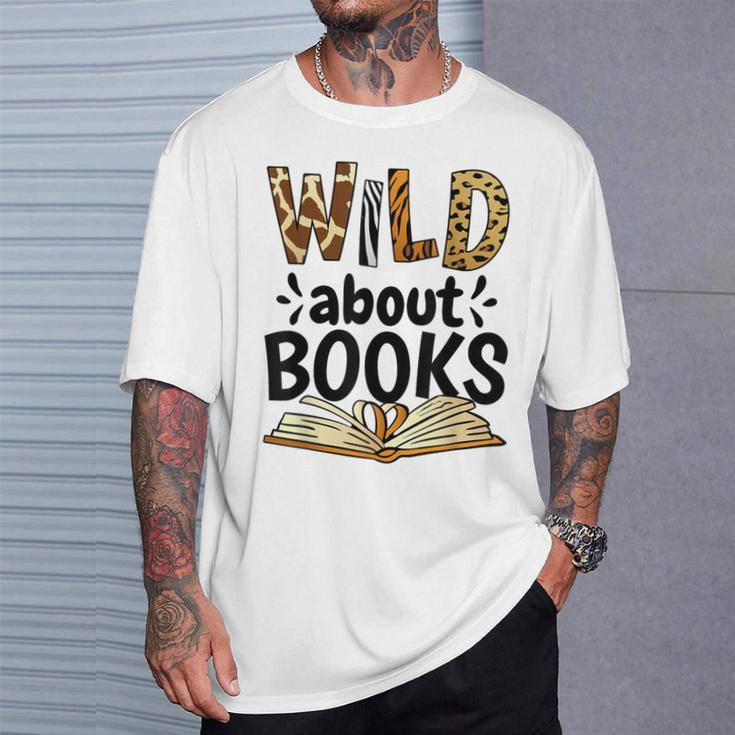 Wild About Books Booklover & Bibliophile T-Shirt Gifts for Him