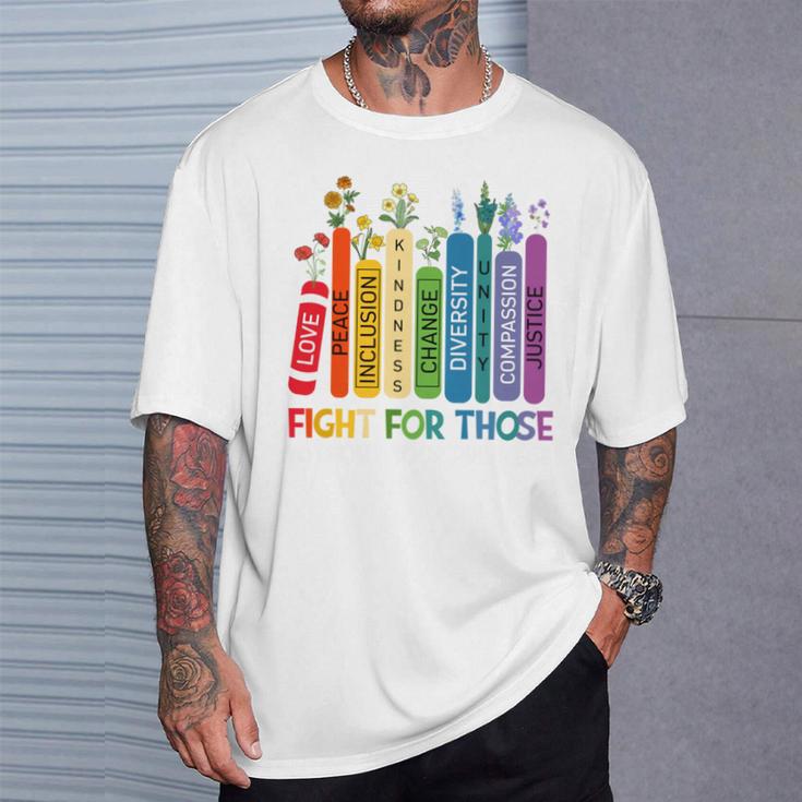Women Book Flower Fight For Those Without Your Privilege T-Shirt Gifts for Him