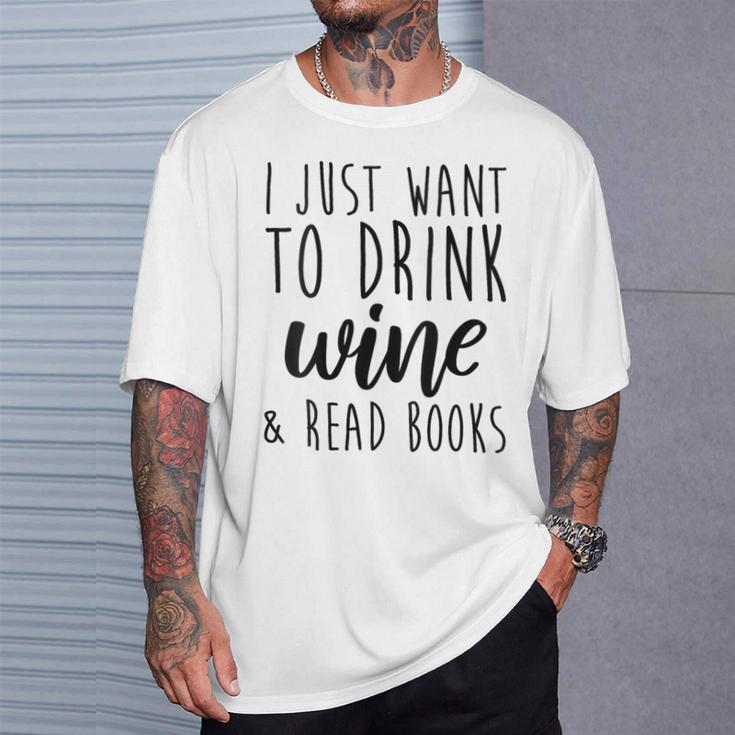 Women's Drink Wine And Read Books Bookish Book Lover T-Shirt Gifts for Him