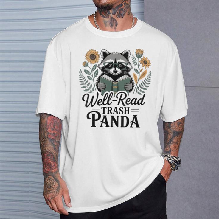 Women's Well Read Trash Panda Book Lover Raccoon T-Shirt Gifts for Him