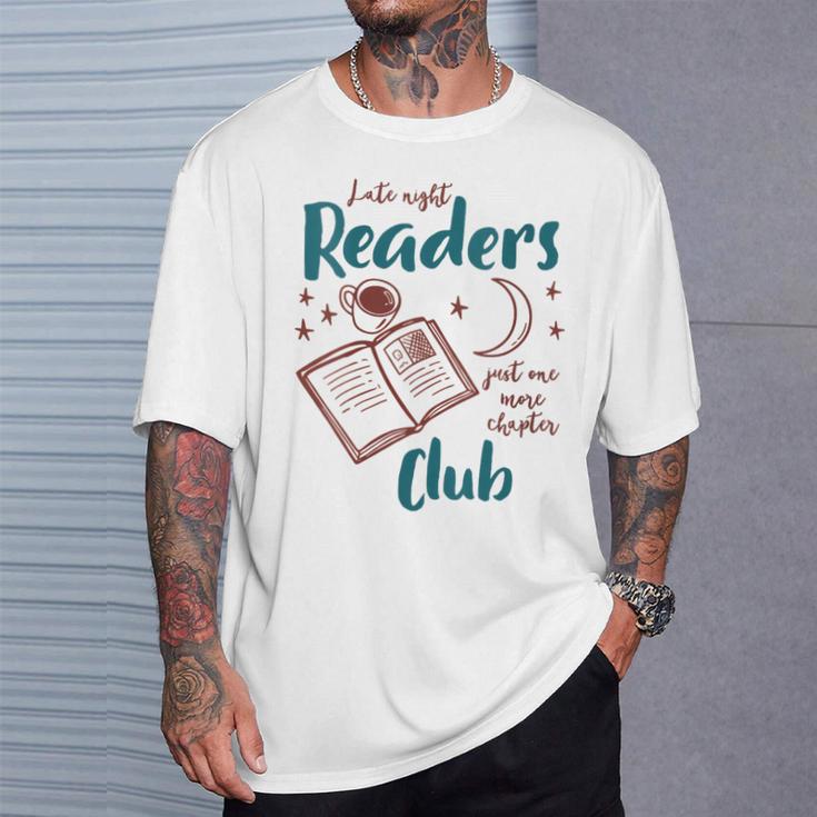 Women's Reading Book Lover Bookish Late A Night Readers Club T-Shirt Gifts for Him