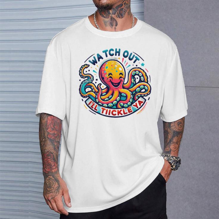 かわいいオクトパス 気をつけてくすぐる おもしろい Tシャツ 彼への贈り物