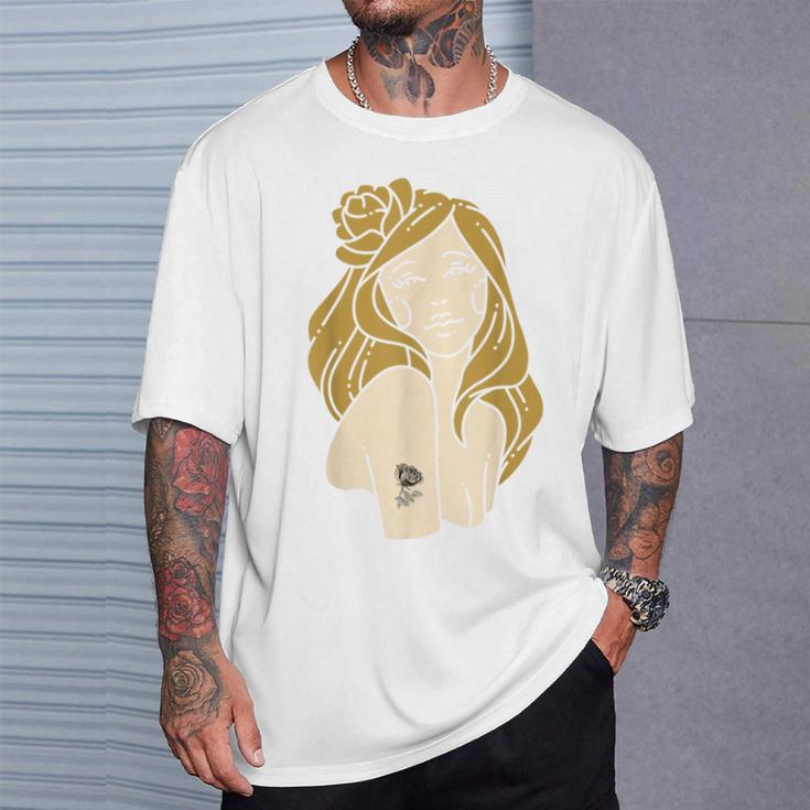 かわいいタトゥーガールファニーユニセックスデザインメンズレディースtシャツ Tシャツ 彼への贈り物