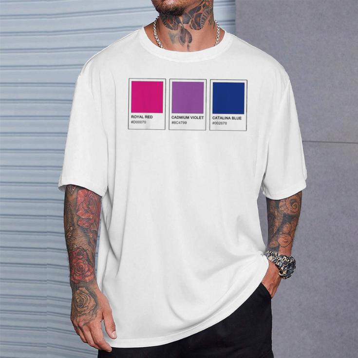 カラーパレット バイセクシャルプライド バイセクシャルフラッグ バイセクシャルカラー Cu Tシャツ 彼への贈り物