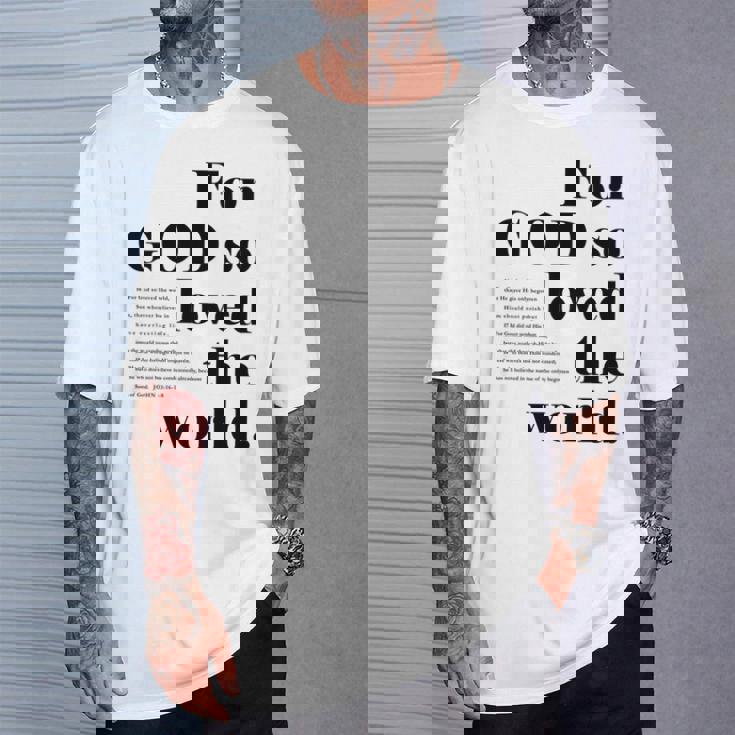 クリスチャン ジョン 3 16 18 Godo Loved The World 聖書の一節 長袖tシャツ Tシャツ 彼への贈り物