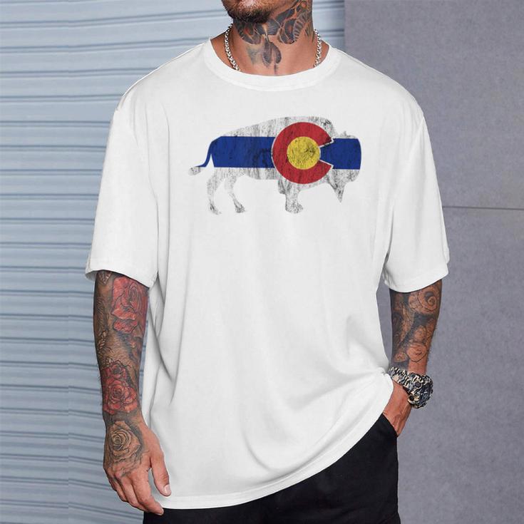 コロラド州旗バッファローtシャツ 美しいネイティブコロラドtシャツ Tシャツ 彼への贈り物