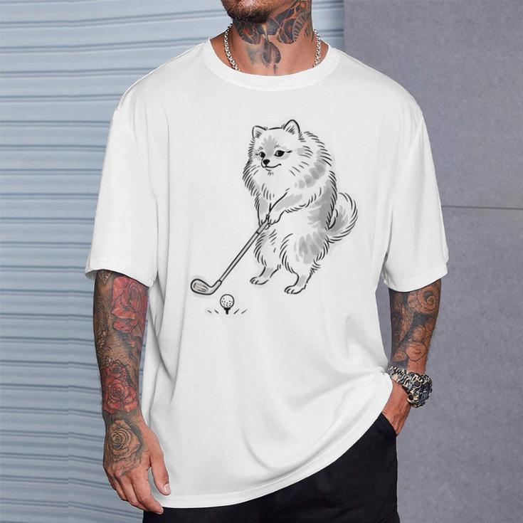 ゴルフ ポメラニアン グッズ おもしろ 犬 面白い 笑える 和風 Tシャツ 彼への贈り物