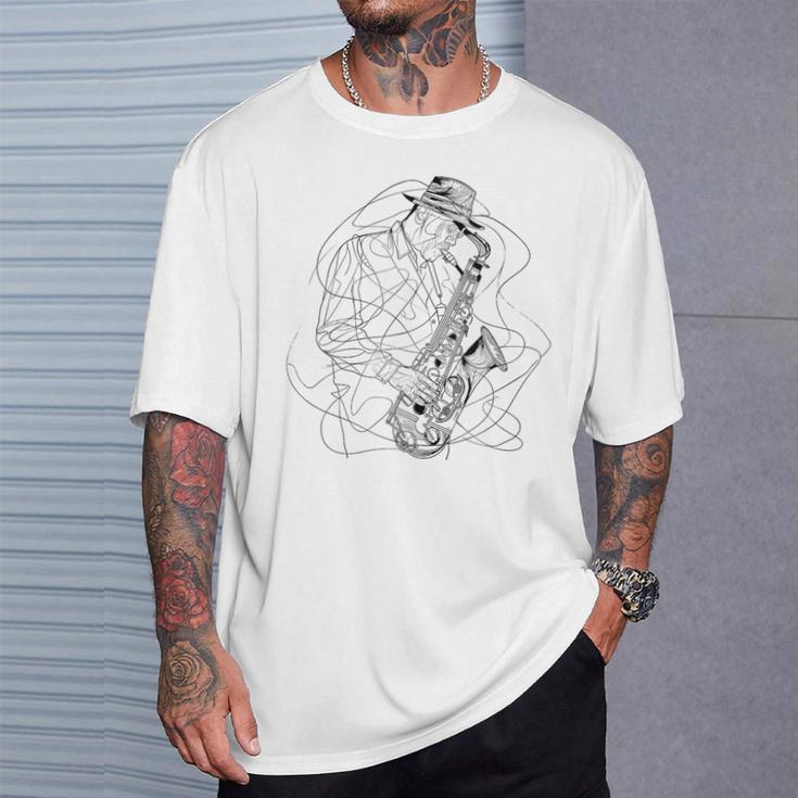 サックス・ガイ・スケッチ・ジャズ・ミュージック Tシャツ 彼への贈り物