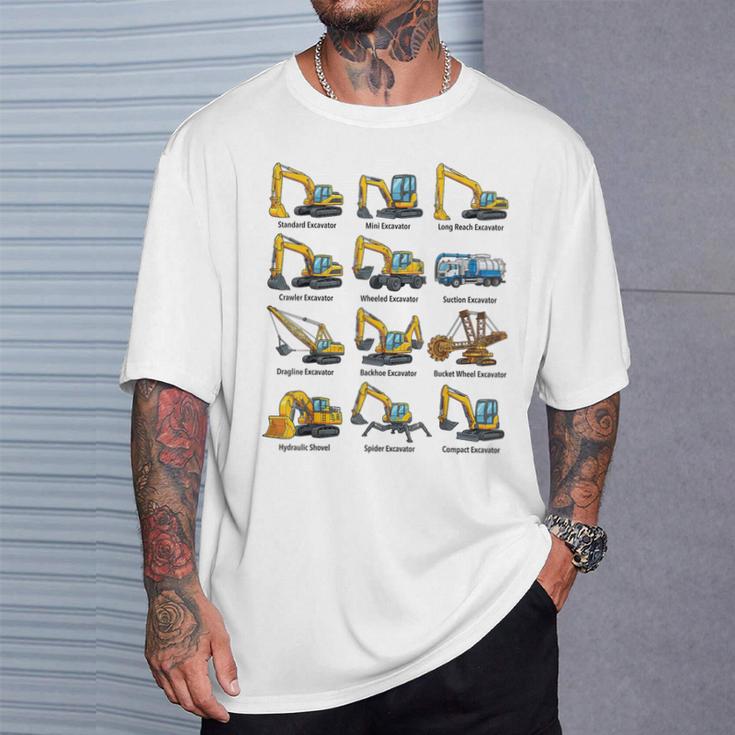 ショベルの種類重機設備表 Tシャツ 彼への贈り物