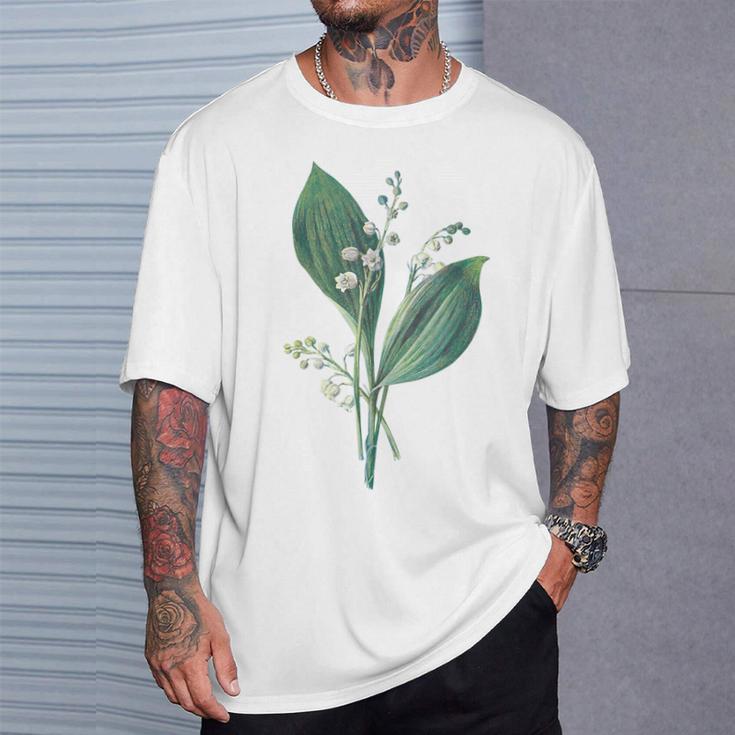 スズラン植物アートペインティングtシャツ Tシャツ 彼への贈り物