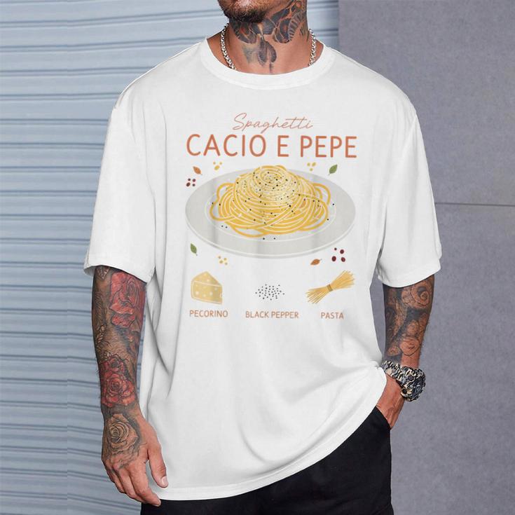 スパゲッティ カシオ エ ペペ 伝統的なイタリア料理 レシピ ティー Tシャツ 彼への贈り物