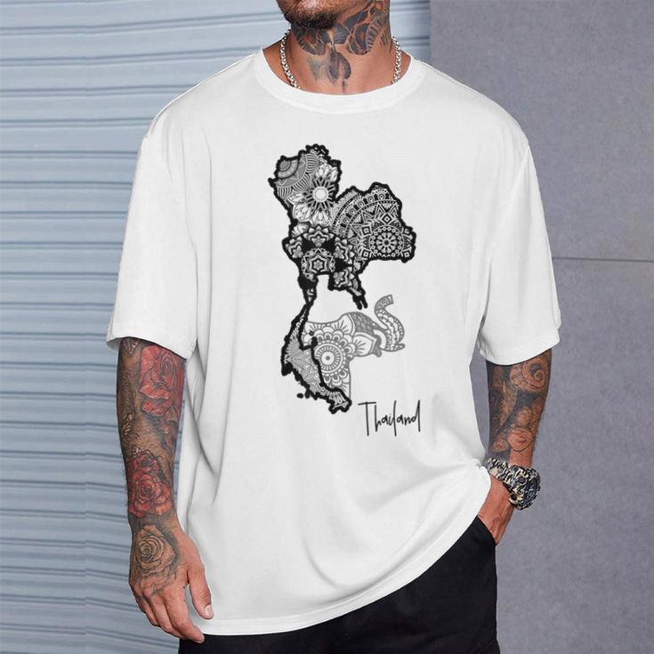 タイのマンダラ、タイの地図、象のマンダラ タイ Tシャツ 彼への贈り物