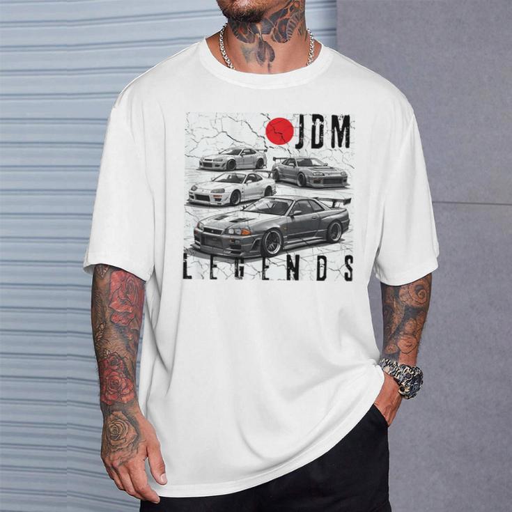 バックプリント ディストレス Jdm レジェンド レースカー 日本国旗 ギフト Tシャツ 彼への贈り物