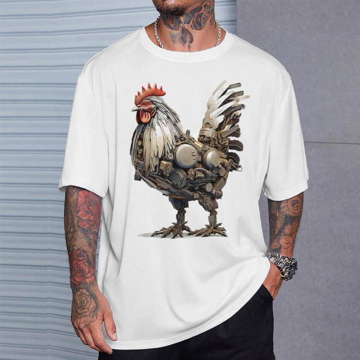 ニワトリ アニマルプリント 動物園 ロボット アートワーク 彫刻 ニワトリ Tシャツ 彼への贈り物